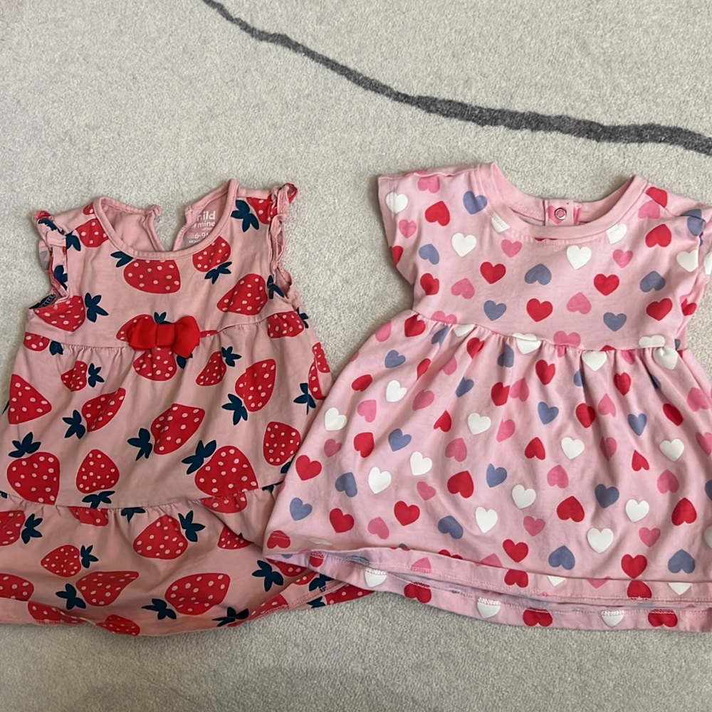 Sweet Pink Strawberry and Heart Kids Dresses